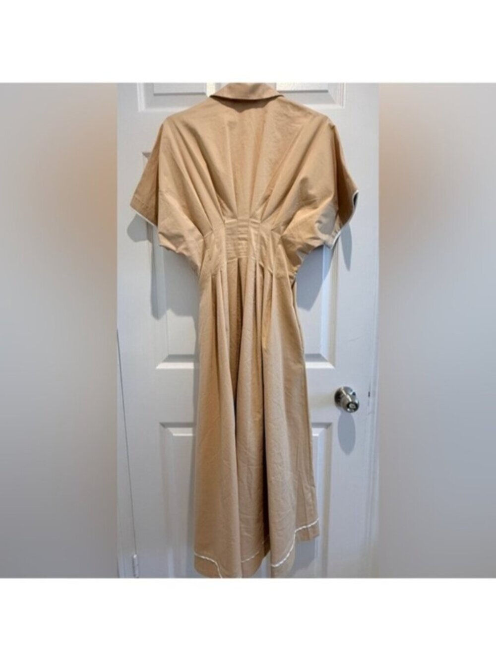 NWT Anthropologie XS The Tobie Shirt Dress by Exquise Light Sand - Picture 7 of 14
